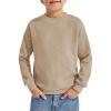 Haloumoning Boys Geometric Texture Sweatshirts Fashion Crewneck Long Sleeve Pullover Shirts 5-14 Years(Light Brown)