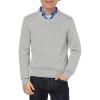 Haloumoning Boys School Uniform Sweater Kids Long Sleeve V Neck Pullover Fall Winter Clothes 5-14 Years(Grey)