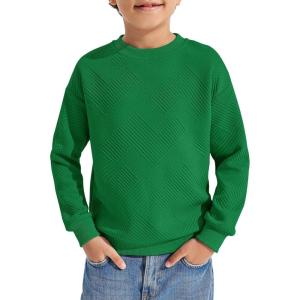 Haloumoning Boys Geometric Texture Sweatshirts Fashion Crewneck Long Sleeve Pullover Shirts 5-14 Years(Green)