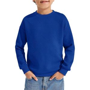 Haloumoning Boys Geometric Texture Sweatshirts Fashion Crewneck Long Sleeve Pullover Shirts 5-14 Years(Navy Blue)