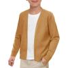 Haloumoning Boys School Uniform Cardigan Sweater Kids Knit Open Front Long Sleeve Outerwear 5-14 Years(Khaki)