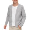 Haloumoning Boys School Uniform Cardigan Sweater Kids Knit Open Front Long Sleeve Outerwear 5-14 Years(Light Gray)