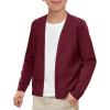 Haloumoning Boys School Uniform Cardigan Sweater Kids Knit Open Front Long Sleeve Outerwear 5-14 Years(Wine Red)