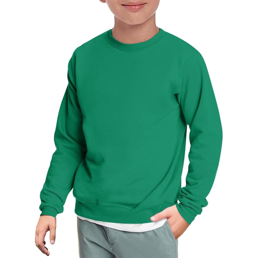 imageHaloumoning Boys Crewneck Pullover Sweatshirts Kids Youth Casual Long Sleeve Shirts 514 YearsGreen
