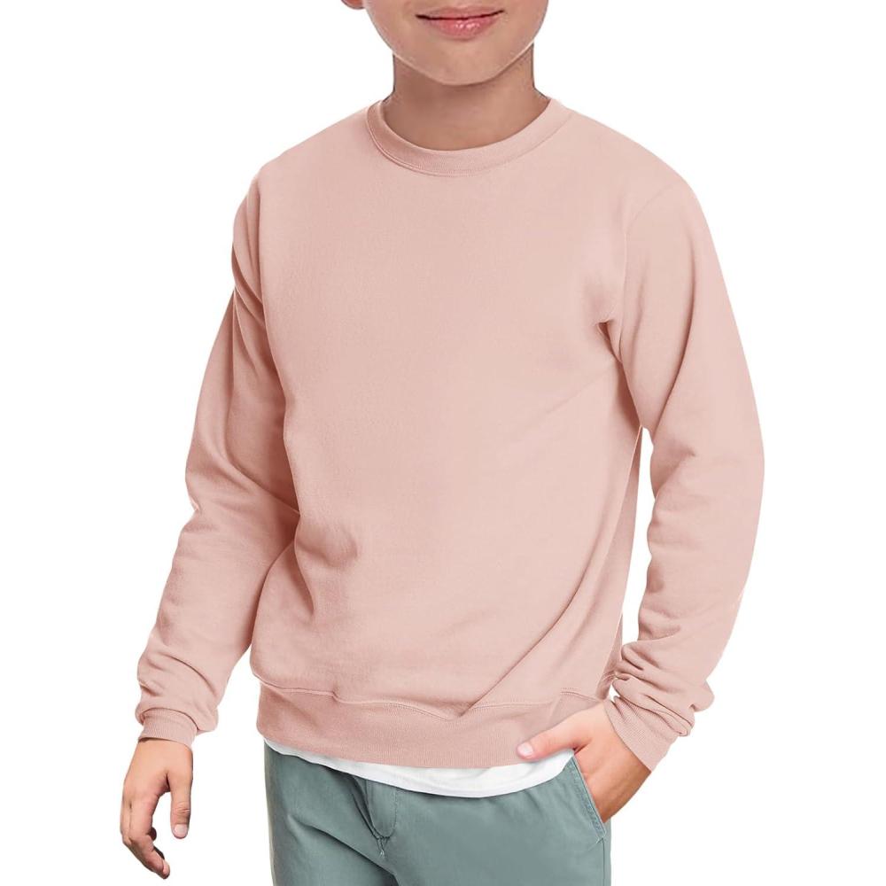 imageHaloumoning Boys Crewneck Pullover Sweatshirts Kids Youth Casual Long Sleeve Shirts 514 YearsLight Pink
