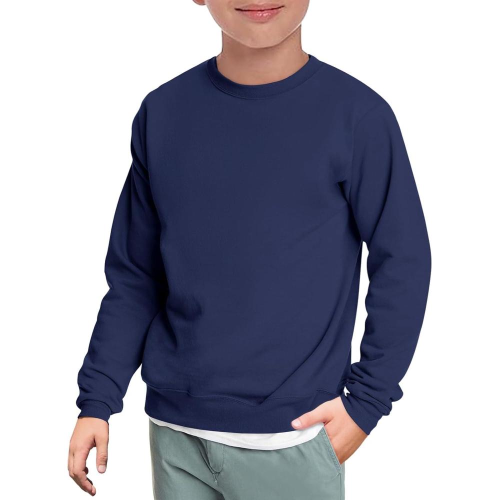 imageHaloumoning Boys Crewneck Pullover Sweatshirts Kids Youth Casual Long Sleeve Shirts 514 YearsNavy