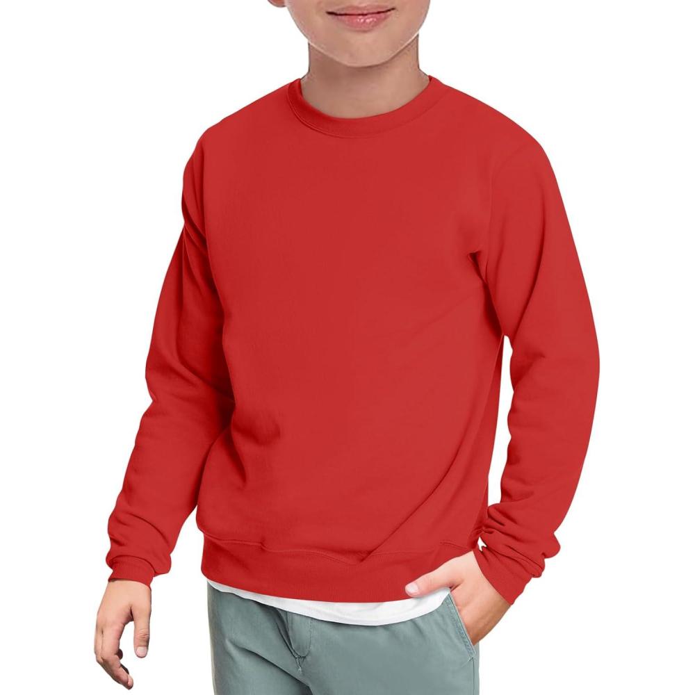 imageHaloumoning Boys Crewneck Pullover Sweatshirts Kids Youth Casual Long Sleeve Shirts 514 YearsRed