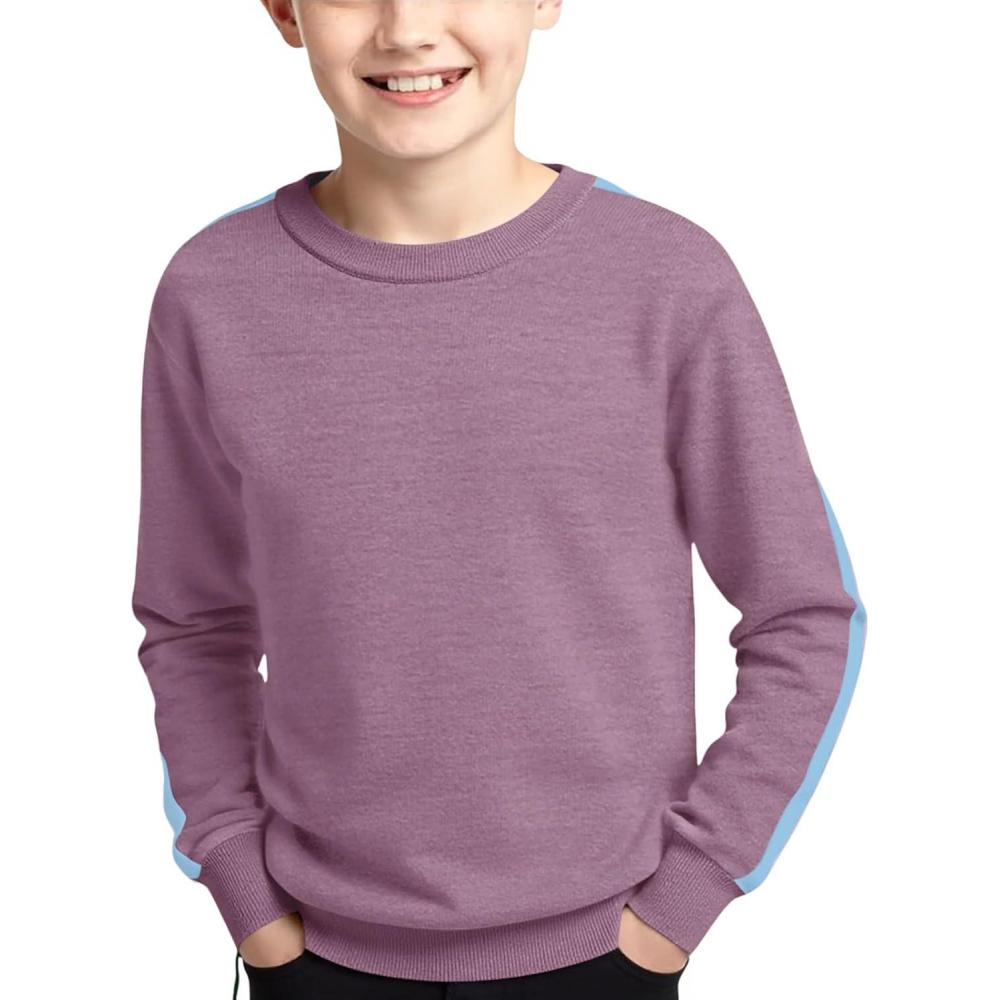 imageHaloumoning Boys Striped Long Sleeve Sweater Kids Fashion Crewneck Knit Pullover Fall Clothes 514YPurple