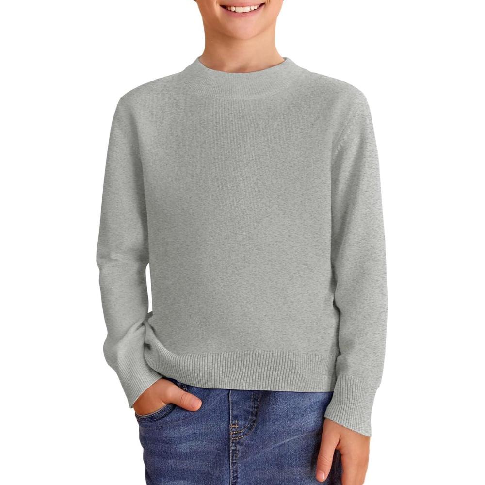 imageHaloumoning Boys Sweaters Kids Crewneck Long Sleeve Knit Pullover Sweater 514 YearsGrey