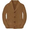 Boy’s Sweater Cardigan Button Down Shawl Collar Cable Knitted Outwear Long Sleeve Sweater Coats with Pockets(Brown)