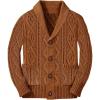Boy’s Sweater Cardigan Button Down Shawl Collar Cable Knitted Outwear Long Sleeve Sweater Coats with Pockets(Coffee)