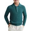 Haloumoning Boys Cable Knit Polo Shirt Kids Long Sleeve Sweater Fall Fashion Clothes 5-14 Years(Green)
