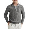 Haloumoning Boys Cable Knit Polo Shirt Kids Long Sleeve Sweater Fall Fashion Clothes 5-14 Years(Grey)