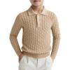 Haloumoning Boys Cable Knit Polo Shirt Kids Long Sleeve Sweater Fall Fashion Clothes 5-14 Years(Khaki)