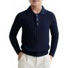 Haloumoning Boys Cable Knit Polo Shirt Kids Long Sleeve Sweater Fall Fashion Clothes 5-14 Years(Navy Blue)