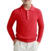 Haloumoning Boys Cable Knit Polo Shirt Kids Long Sleeve Sweater Fall Fashion Clothes 5-14 Years(Red)