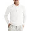 Haloumoning Boys Cable Knit Polo Shirt Kids Long Sleeve Sweater Fall Fashion Clothes 5-14 Years(White)