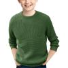 Haloumoning Boys Casual Pullover Sweaters Kids Chunky Crewneck Waffle Knit Jumper Tops 4-14 Years(Army Green)