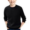 Haloumoning Boys Casual Pullover Sweaters Kids Chunky Crewneck Waffle Knit Jumper Tops 4-14 Years(Black)