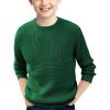 Haloumoning Boys Casual Pullover Sweaters Kids Chunky Crewneck Waffle Knit Jumper Tops 4-14 Years(Blackish Green)