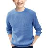 Haloumoning Boys Casual Pullover Sweaters Kids Chunky Crewneck Waffle Knit Jumper Tops 4-14 Years(Blue)