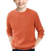 Haloumoning Boys Casual Pullover Sweaters Kids Chunky Crewneck Waffle Knit Jumper Tops 4-14 Years(Dark Orange)