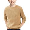 Haloumoning Boys Casual Pullover Sweaters Kids Chunky Crewneck Waffle Knit Jumper Tops 4-14 Years(Khaki)