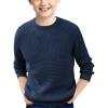 Haloumoning Boys Casual Pullover Sweaters Kids Chunky Crewneck Waffle Knit Jumper Tops 4-14 Years(Navy)