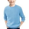 Haloumoning Boys Casual Pullover Sweaters Kids Chunky Crewneck Waffle Knit Jumper Tops 4-14 Years(Sky Blue)