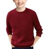 Haloumoning Boys Casual Pullover Sweaters Kids Chunky Crewneck Waffle Knit Jumper Tops 4-14 Years(Wine Red)