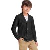 Haloumoning Boys Shawl Collar Cardigan Sweater Kids Long Sleeve Cable Knitted Outwear Sweater 4-14 Years(Black)