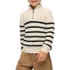 Haloumoning Boys Striped Quarter Zip Sweater Kids Fashion Long Sleeve Knit Pullover Sweaters Tops 5-14 Years(Apricot)