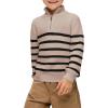 Haloumoning Boys Striped Quarter Zip Sweater Kids Fashion Long Sleeve Knit Pullover Sweaters Tops 5-14 Years(Khaki)