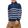 Haloumoning Boys Striped Quarter Zip Sweater Kids Fashion Long Sleeve Knit Pullover Sweaters Tops 5-14 Years(Navy Blue)