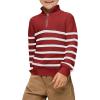 Haloumoning Boys Striped Quarter Zip Sweater Kids Fashion Long Sleeve Knit Pullover Sweaters Tops 5-14 Years(Wine Red)