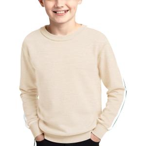 Haloumoning Boys Striped Long Sleeve Sweater Kids Fashion Crewneck Knit Pullover Fall Clothes 5-14Y(Beige)