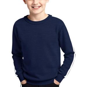 Haloumoning Boys Striped Long Sleeve Sweater Kids Fashion Crewneck Knit Pullover Fall Clothes 5-14Y(Navy)