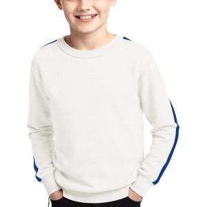 Haloumoning Boys Striped Long Sleeve Sweater Kids Fashion Crewneck Knit Pullover Fall Clothes 5-14Y(White)