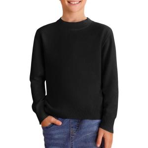 Haloumoning Boys Sweaters Kids Crewneck Long Sleeve Knit Pullover Sweater 5-14 Years(Black)