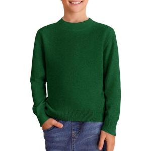 Haloumoning Boys Sweaters Kids Crewneck Long Sleeve Knit Pullover Sweater 5-14 Years(Dark Green)