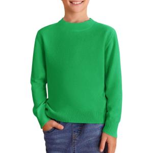 Haloumoning Boys Sweaters Kids Crewneck Long Sleeve Knit Pullover Sweater 5-14 Years(Green)