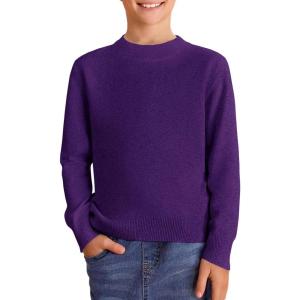 Haloumoning Boys Sweaters Kids Crewneck Long Sleeve Knit Pullover Sweater 5-14 Years(Purple)