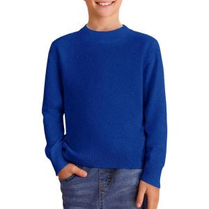 Haloumoning Boys Sweaters Kids Crewneck Long Sleeve Knit Pullover Sweater 5-14 Years(Royal Blue)