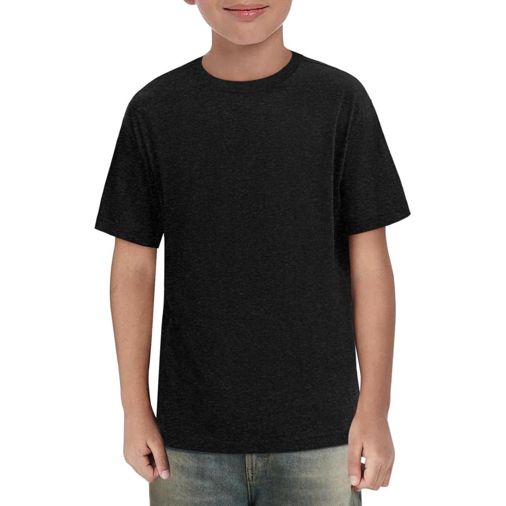 imageHaloumoning Boys Short Sleeve Shirts Kids Summer Crewneck TShirts Casual Tops Tees 514 YearsBlack