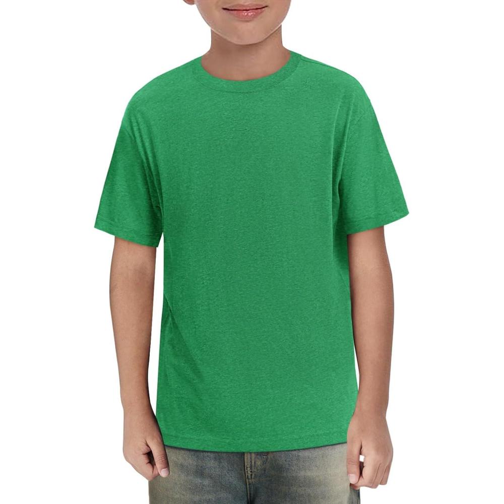 imageHaloumoning Boys Short Sleeve Shirts Kids Summer Crewneck TShirts Casual Tops Tees 514 YearsGreen