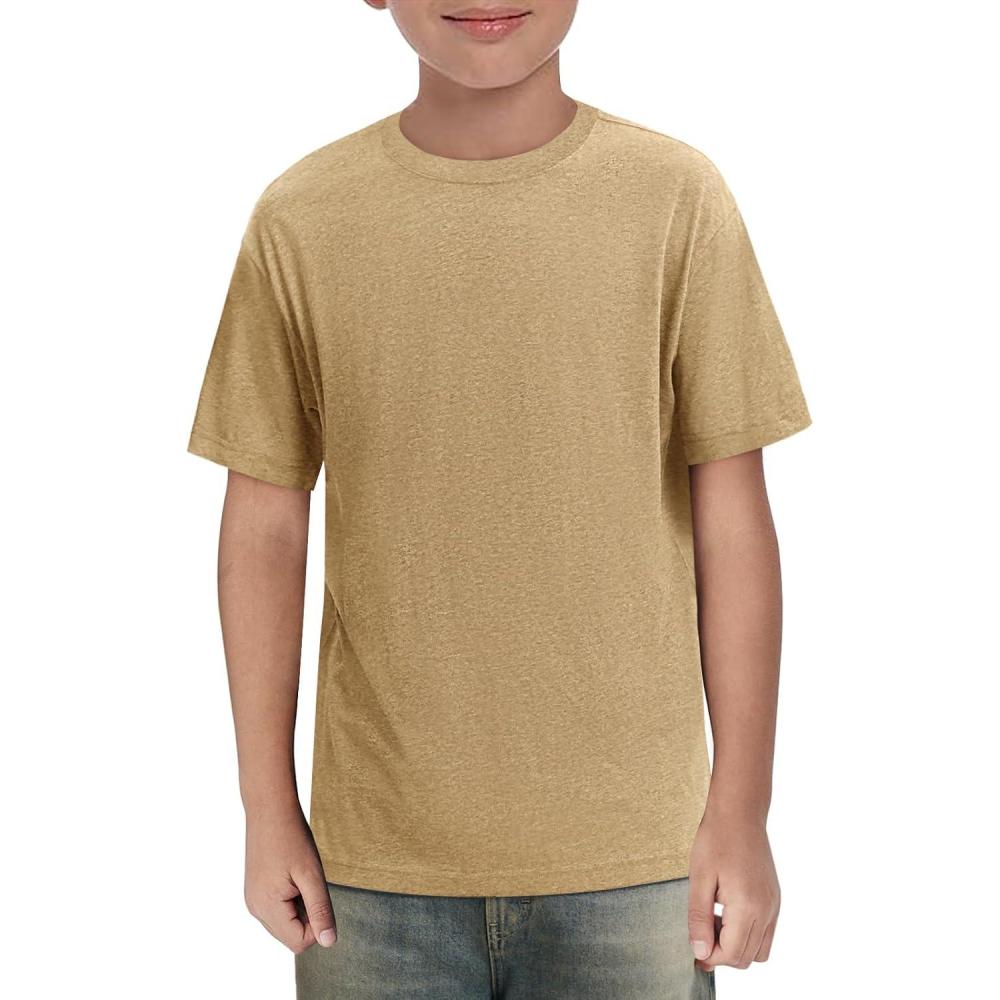 imageHaloumoning Boys Short Sleeve Shirts Kids Summer Crewneck TShirts Casual Tops Tees 514 YearsKhaki