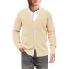 Haloumoning Boys Cardigan Sweater Kids Casual V Neck Button Down Uniform Sweaters 5-14 Years(Beige)