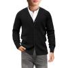 Haloumoning Boys Cardigan Sweater Kids Casual V Neck Button Down Uniform Sweaters 5-14 Years(Black)