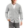 Haloumoning Boys Cardigan Sweater Kids Casual V Neck Button Down Uniform Sweaters 5-14 Years(Grey)