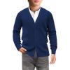 Haloumoning Boys Cardigan Sweater Kids Casual V Neck Button Down Uniform Sweaters 5-14 Years(Navy Blue)